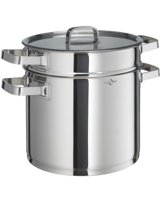 Oala din inox pentru paste, cu capac, 23 cm, 6 litri, colectia San Remo - KUCHENPROFI